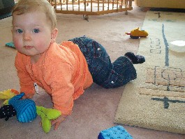 Auf allen vieren geht schon, nur beim Loskrabbeln fall ich um ...