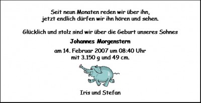 unsere Geburtsanzeige