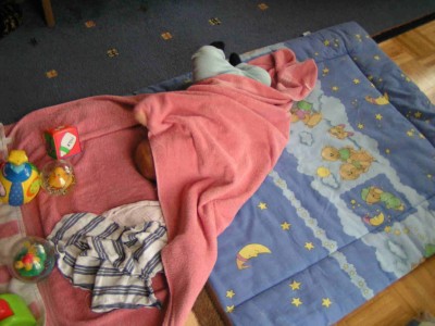 Wollte mal sehen, wie lange es dauert, bis Mama mich gefunden hat!