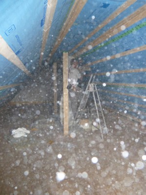 So sah es aus, als das Hauptdach ausgeflockt wurde...